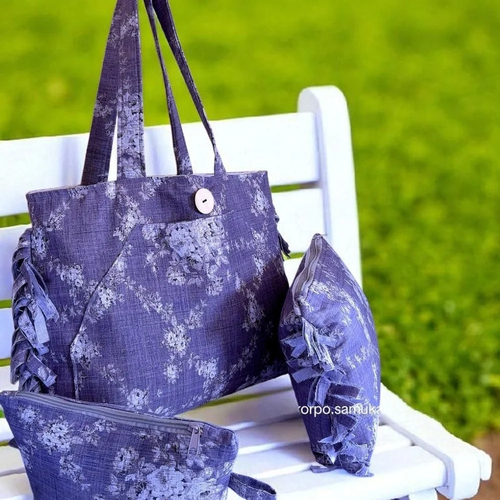 Lavender Floral Tote Bag Set